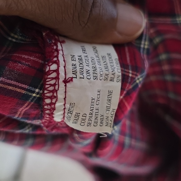 Fiorlini Vintage Washed Plaid Butyon Front Blouse Size Large - Picture 4 of 6